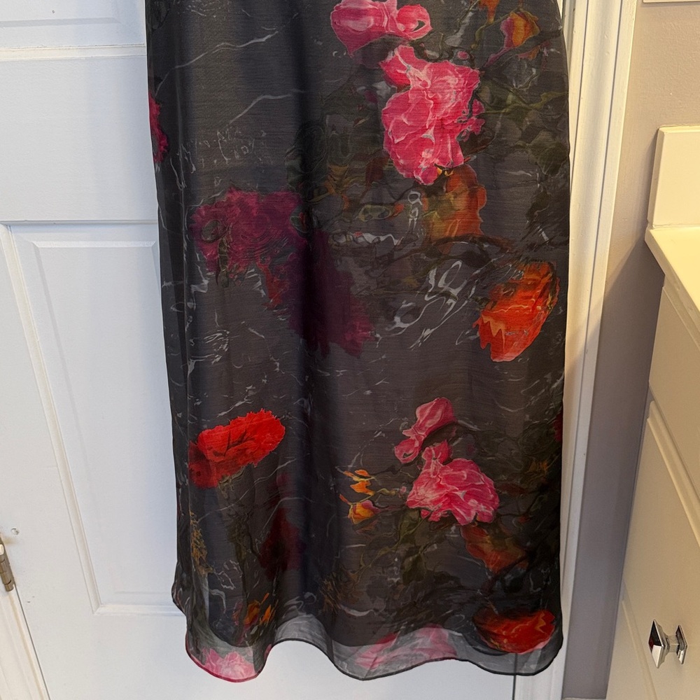 Ted Baker Mekayla Empire Line Floral Midi Length Puff Sleeve Dress Pockets - Picture 9 of 13